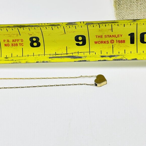 Gold Tone Heart Pendant Necklace Delicate Minimalist Chain - Picture 6 of 6